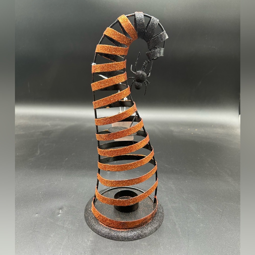 Spiral Halloween Candle Holder - Black and orange